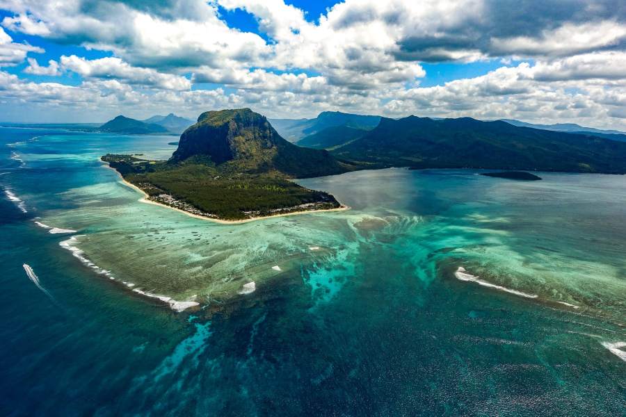 Vue aérienne s'une partie de l'ile Maurice