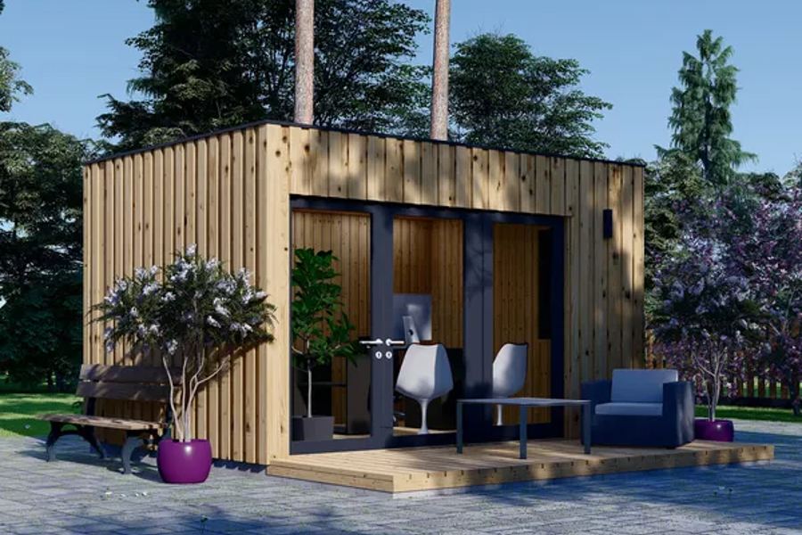 Abri de jardin transformé en bureau