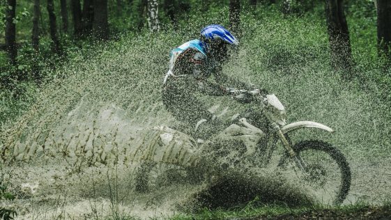 moto dans la forêt