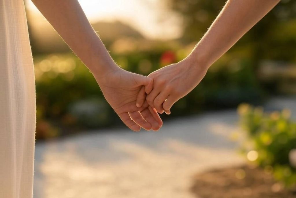 couple se tenant par la main