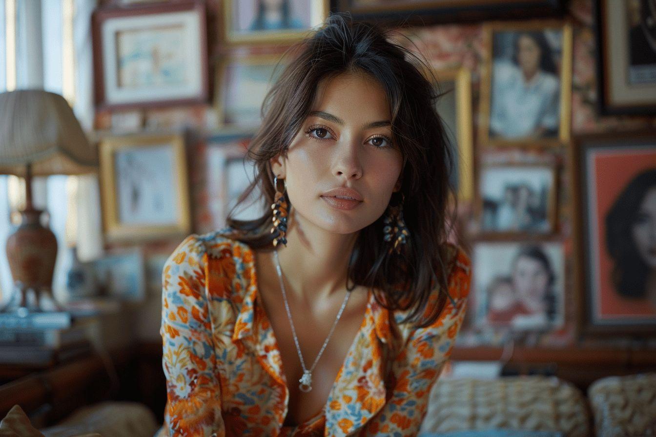 Une femme brune avec un regard pénétrant dans un décor vintage