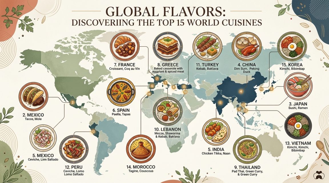 découvrez le classement des 15 meilleures cuisines du monde, évaluées par des experts selon des critères objectifs pour satisfaire tous les gourmets.