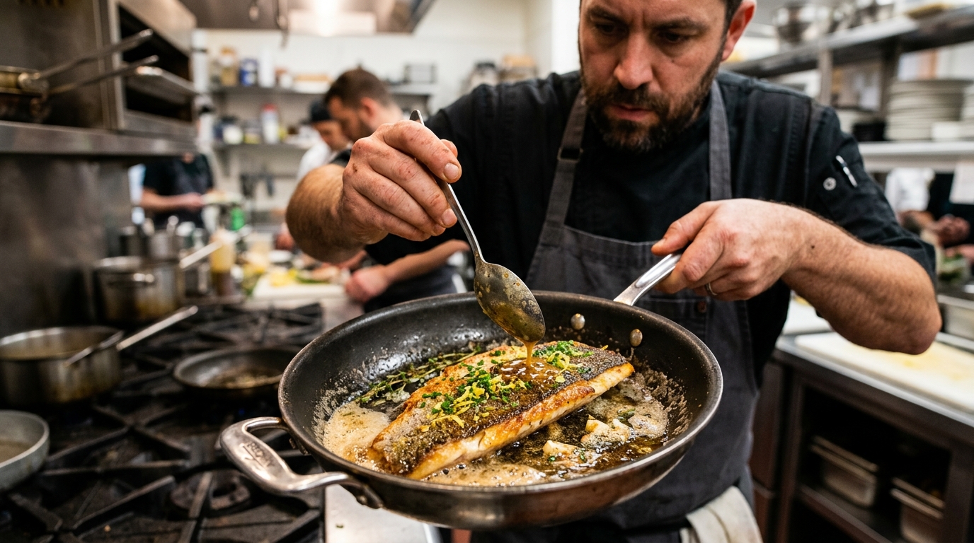 découvrez comment cuisiner un black bass à la poêle avec une cuisson parfaite côté peau, accompagné d'un beurre noisette savoureux et d'accompagnements gourmands pour sublimer ce poisson délicat.