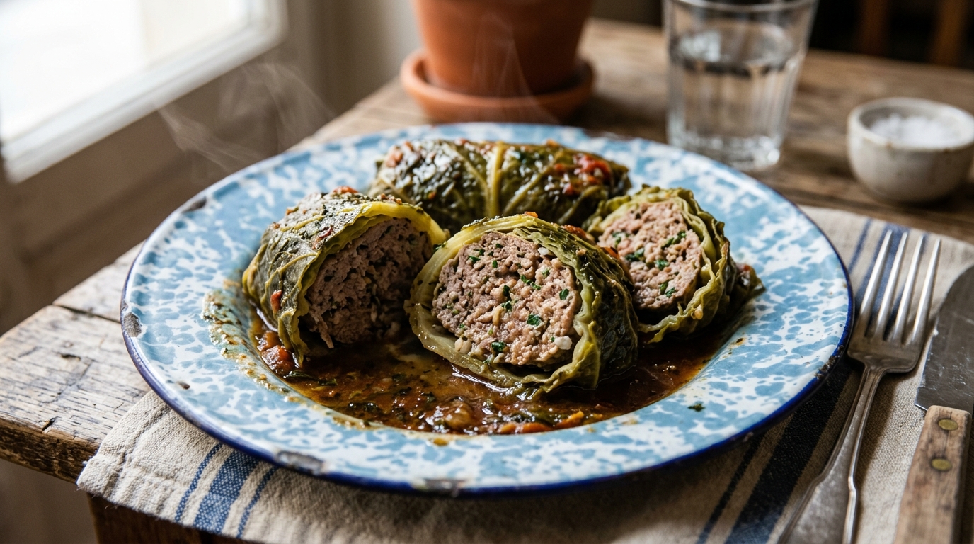 découvrez la recette traditionnelle du chou farci de grand-mère avec une farce savoureuse au veau et porc, mijotée pendant 3 heures pour une tendreté et des saveurs incomparables. recette complète facile à suivre.