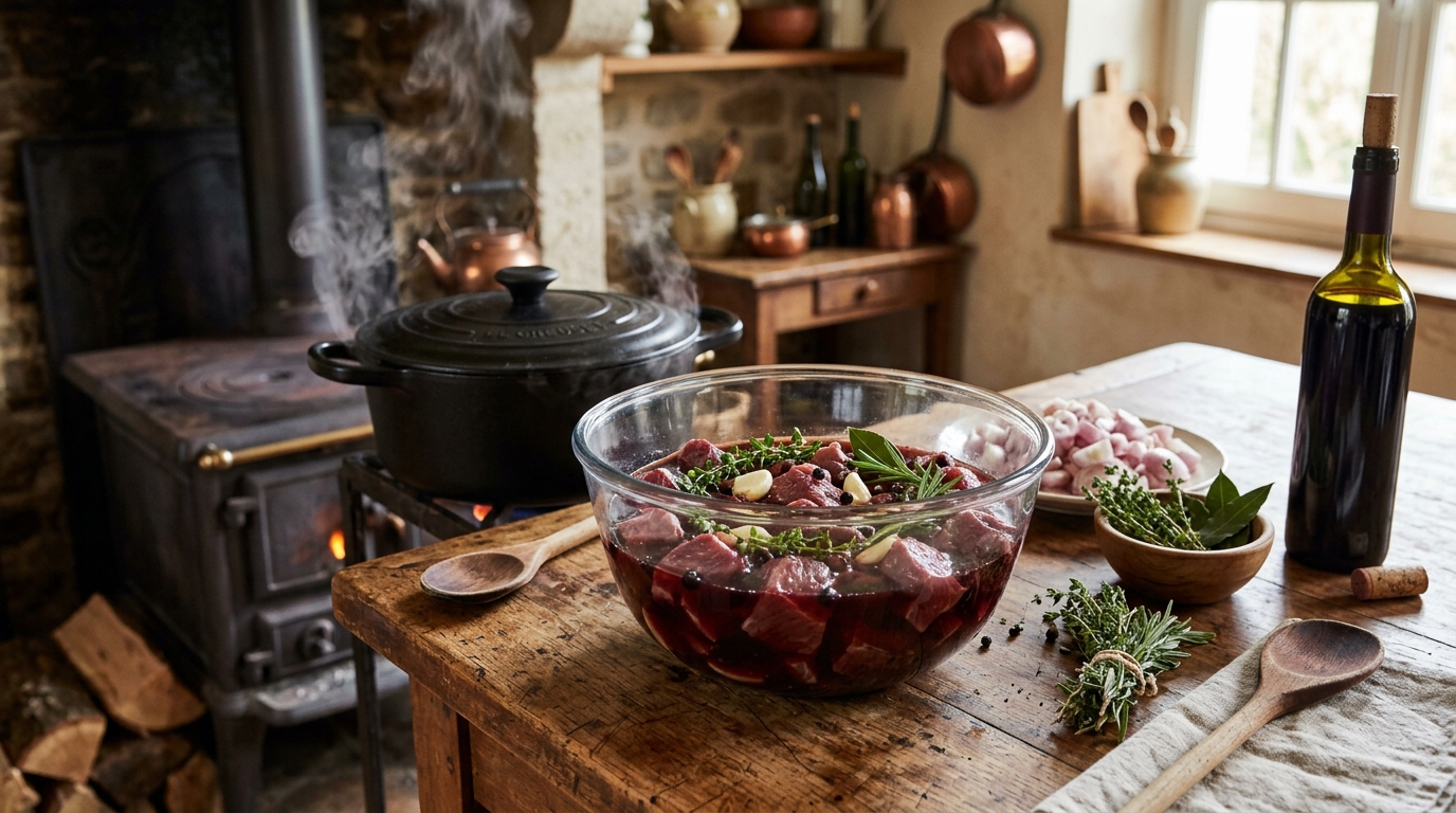 découvrez notre recette de civet de sanglier avec une marinade de 24h, une cuisson lente et nos astuces pour obtenir une viande tendre et savoureuse.