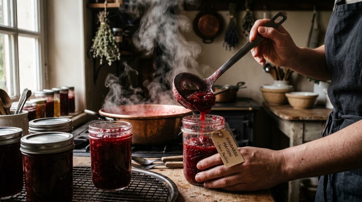 découvrez notre recette facile de confiture de rhubarbe sans pectine, avec des proportions parfaites de sucre et rhubarbe pour une prise garantie et un délicieux résultat maison.