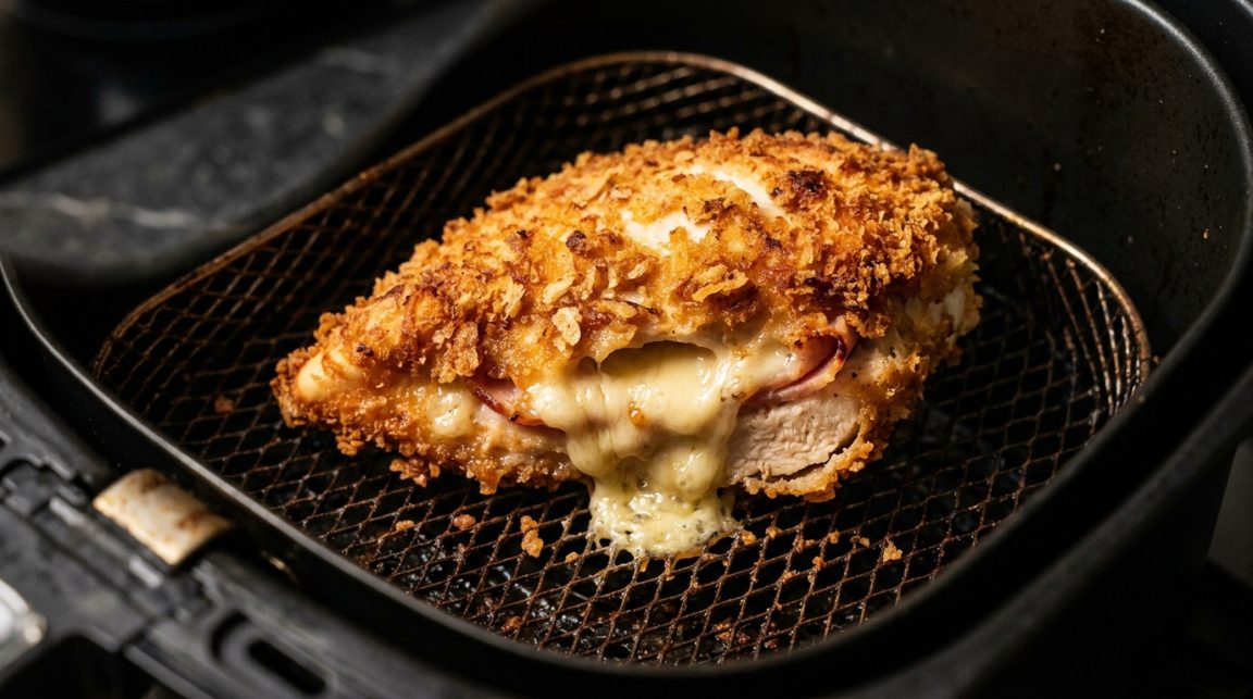 découvrez la température idéale et le temps de cuisson parfait pour un cordon bleu croustillant à l'air fryer, sans risque d'éclater.