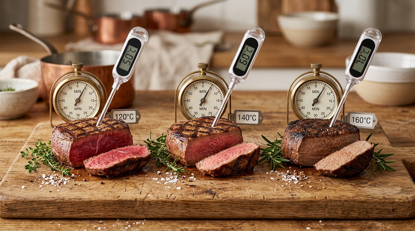 découvrez notre tableau de cuisson pour tournedos avec temps et températures précis pour une cuisson saignante, à point ou bien cuite, et réussissez parfaitement vos viandes.