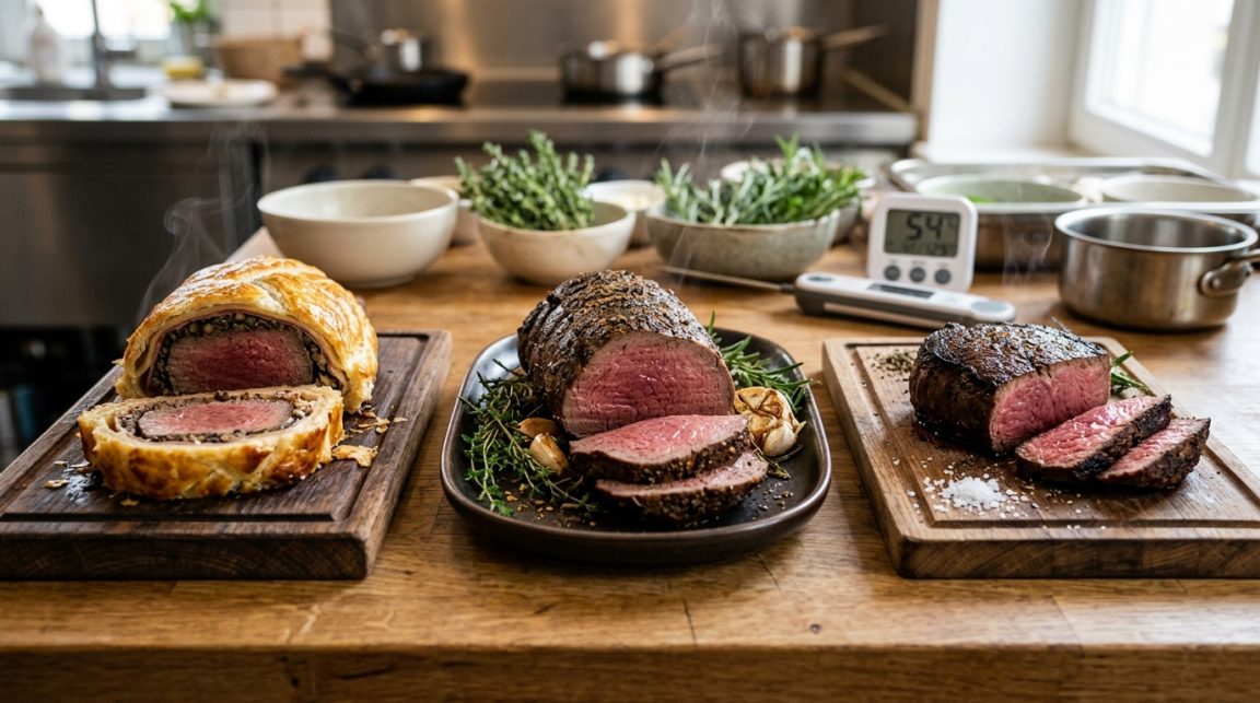 découvrez notre guide complet sur le filet de bœuf : méthodes de cuisson en croûte, rôti ou poêlé, avec les temps et températures idéaux pour une viande tendre et savoureuse.