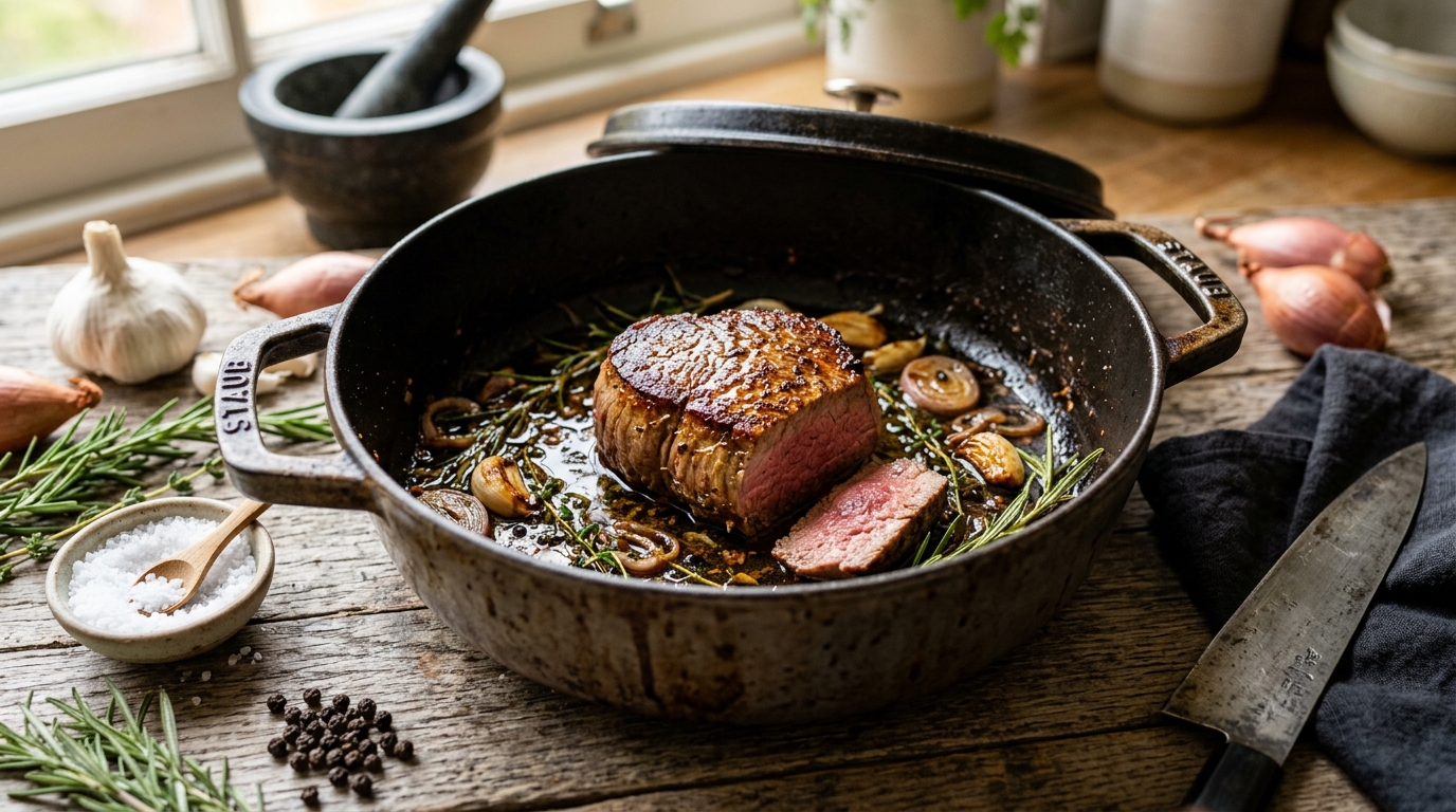 découvrez la technique infaillible pour réussir un filet mignon en cocotte, tendre et moelleux à coup sûr, sans risquer de le rater.