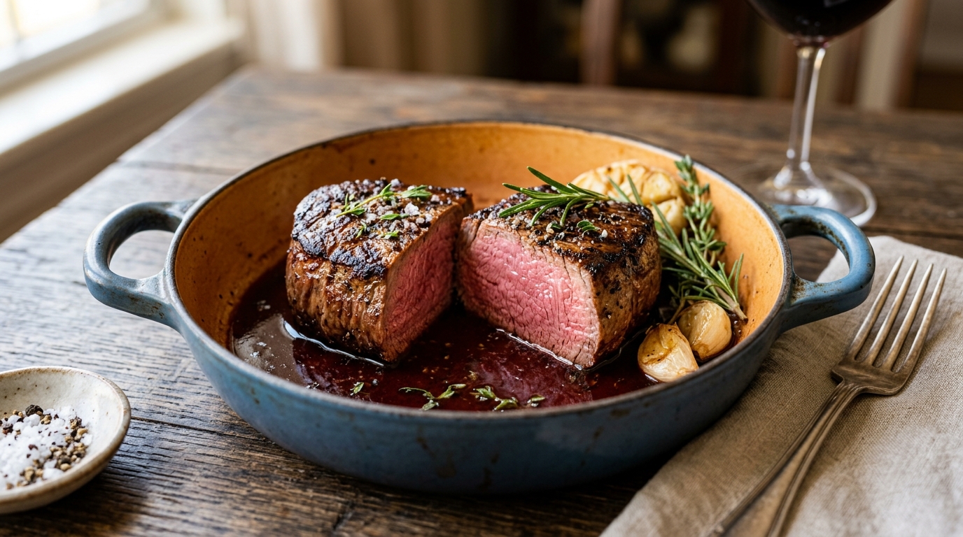 découvrez notre recette de filet mignon moelleux en cocotte, cuite à basse température pour une chair fondante et savoureuse à chaque bouchée.