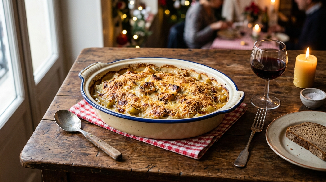 découvrez la recette traditionnelle du gratin de cardons à la lyonnaise, un plat typique de noël à savourer comme dans un bouchon lyonnais.
