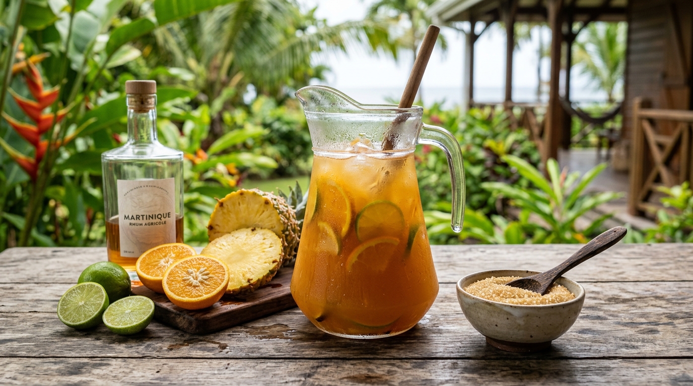 découvrez la recette authentique du punch antillais à la martiniquaise avec les proportions parfaites de rhum, fruits frais et sucre de canne pour un cocktail savoureux et traditionnel.