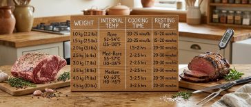 découvrez le temps de cuisson idéal du rosbif selon son poids, la température à cœur recommandée et le temps de repos nécessaire, avec un tableau pratique pour réussir votre rôti à la perfection.