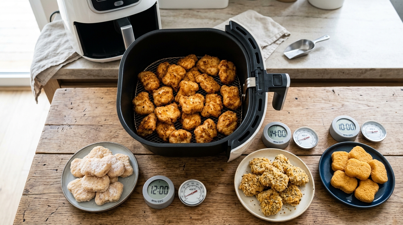 découvrez les temps et températures idéaux pour cuire vos nuggets à la friteuse à air, qu'ils soient surgelés, faits maison ou copycat mcdo, pour un résultat croustillant et savoureux.